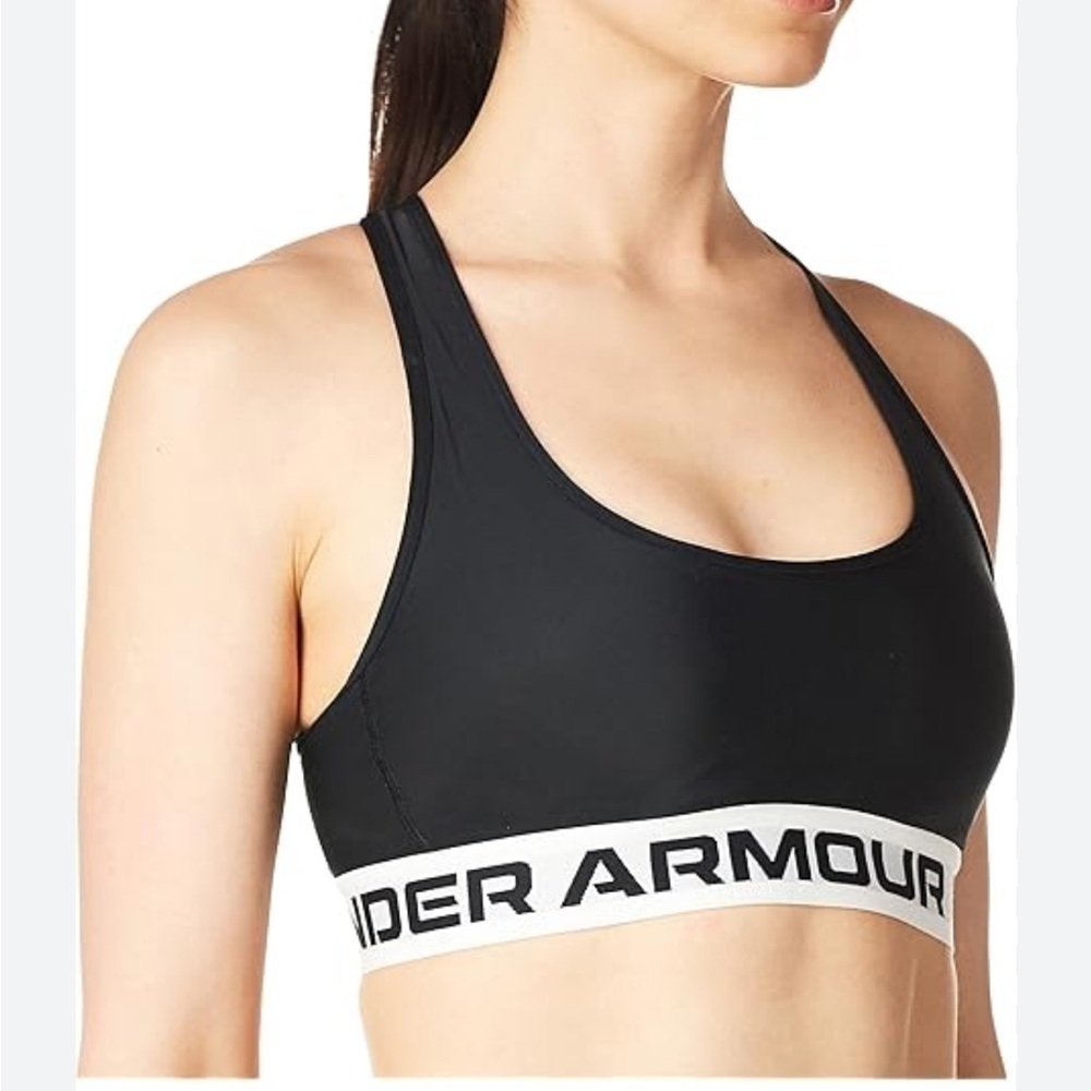 Under Armor Black Mid Cross Back Sports Bra